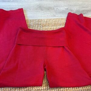 red knit foldover pants